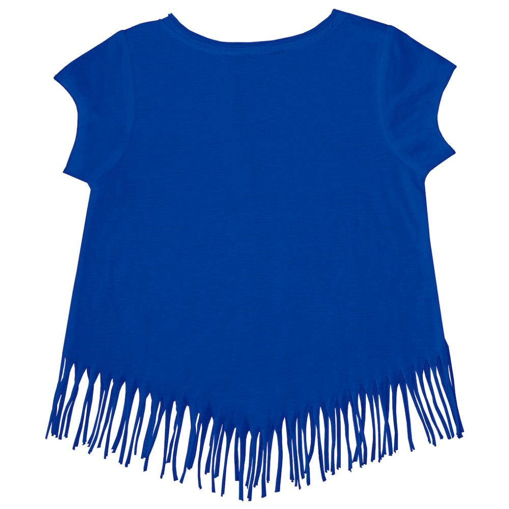 Chicago Cubs Tiny Turnip Girls Youth Stacked Fringe T-Shirt Royal