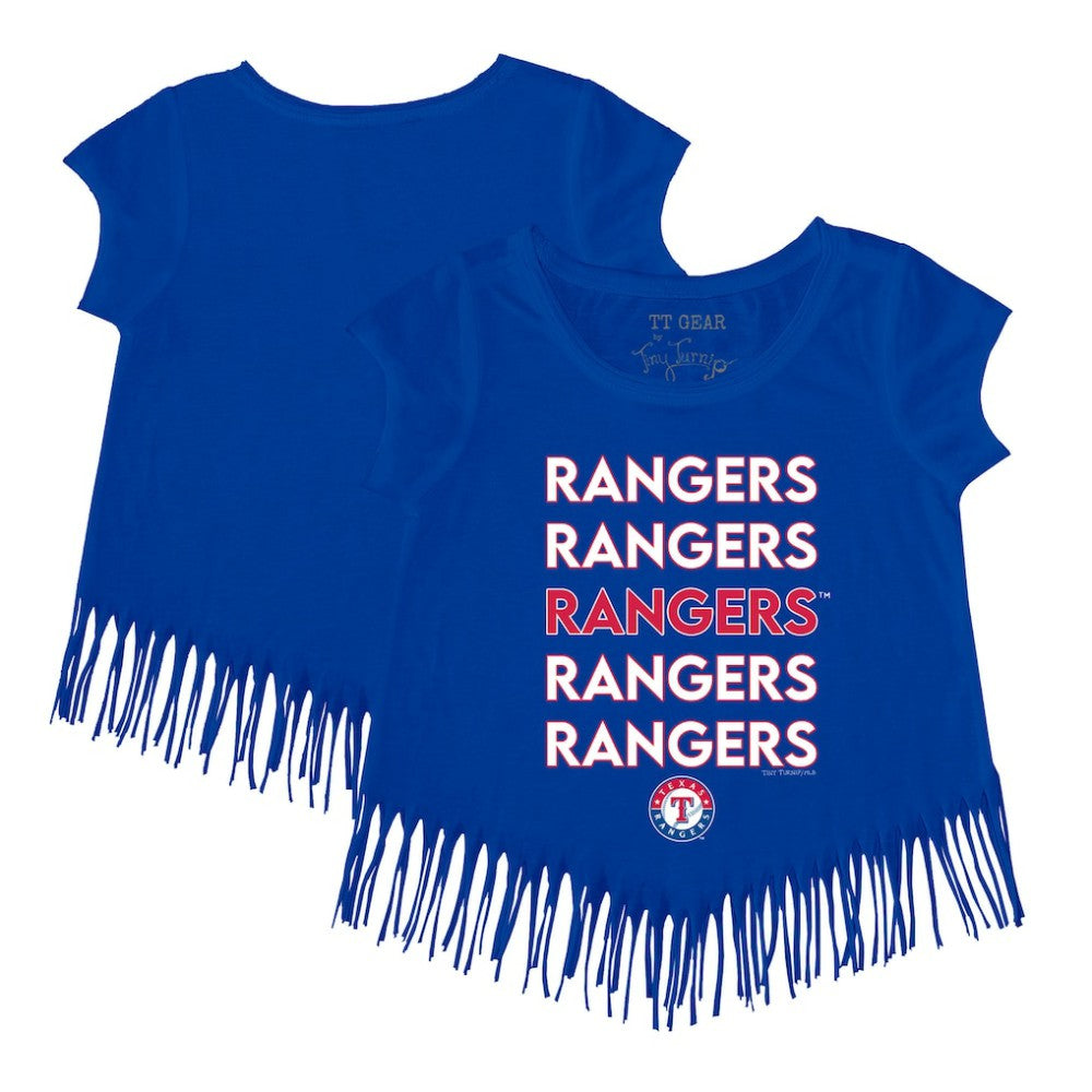 Texas Rangers Tiny Turnip Girls Youth Stacked Fringe T-Shirt Royal