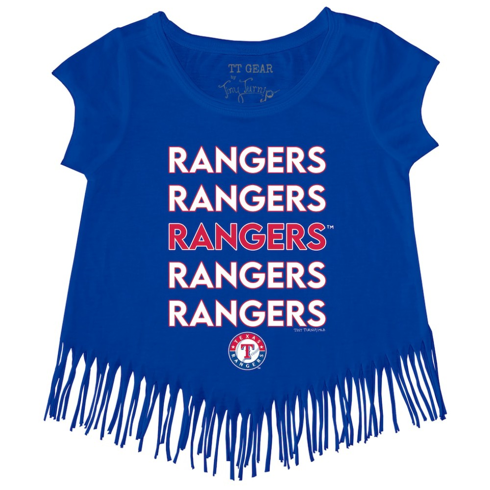 Texas Rangers Tiny Turnip Girls Youth Stacked Fringe T-Shirt Royal