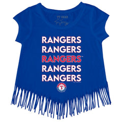 Texas Rangers Tiny Turnip Girls Youth Stacked Fringe T-Shirt Royal