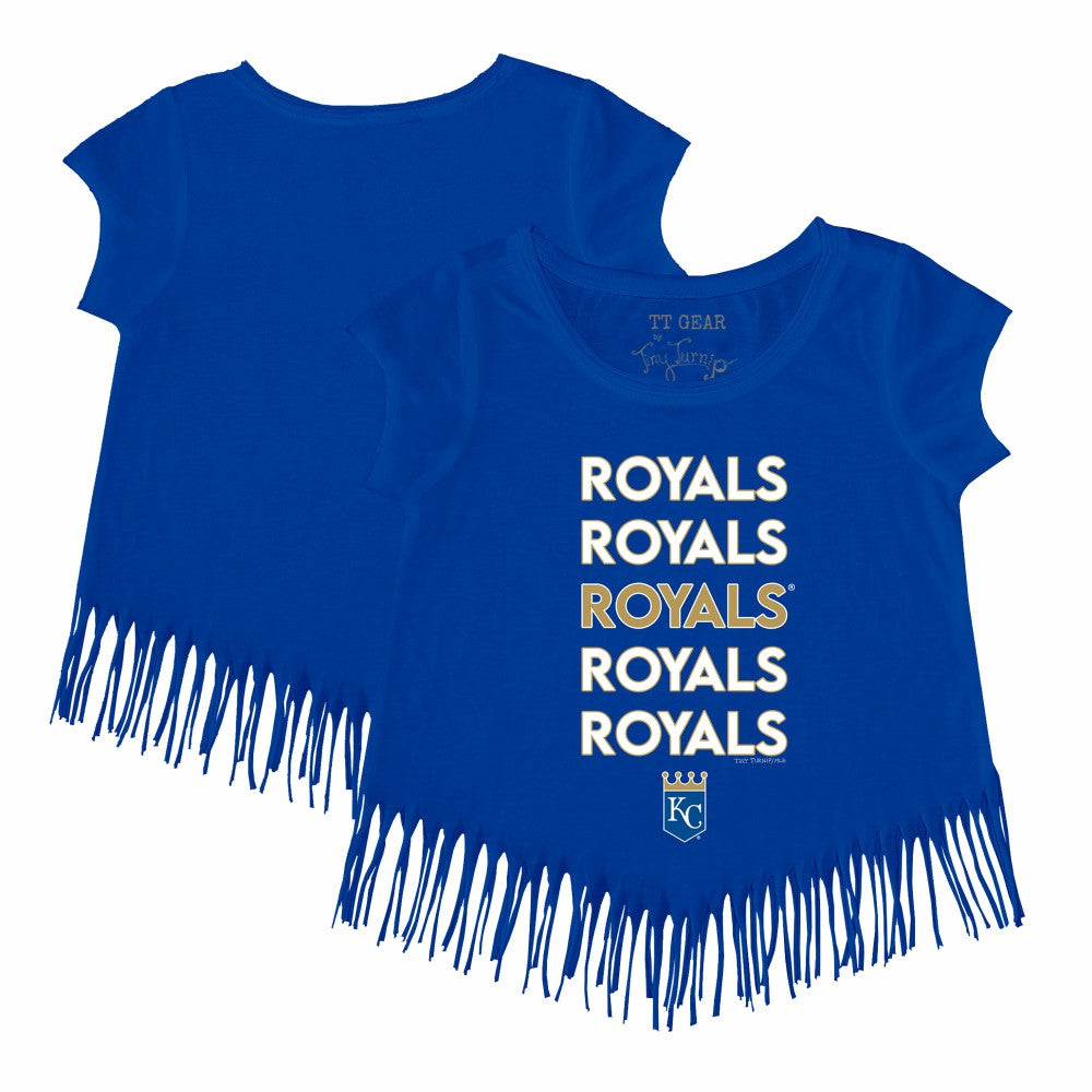 Kansas City Royals Tiny Turnip Girls Youth Stacked Fringe T-Shirt Royal