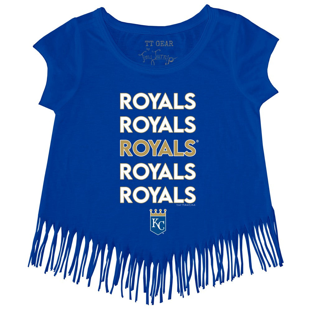 Kansas City Royals Tiny Turnip Girls Youth Stacked Fringe T-Shirt Royal