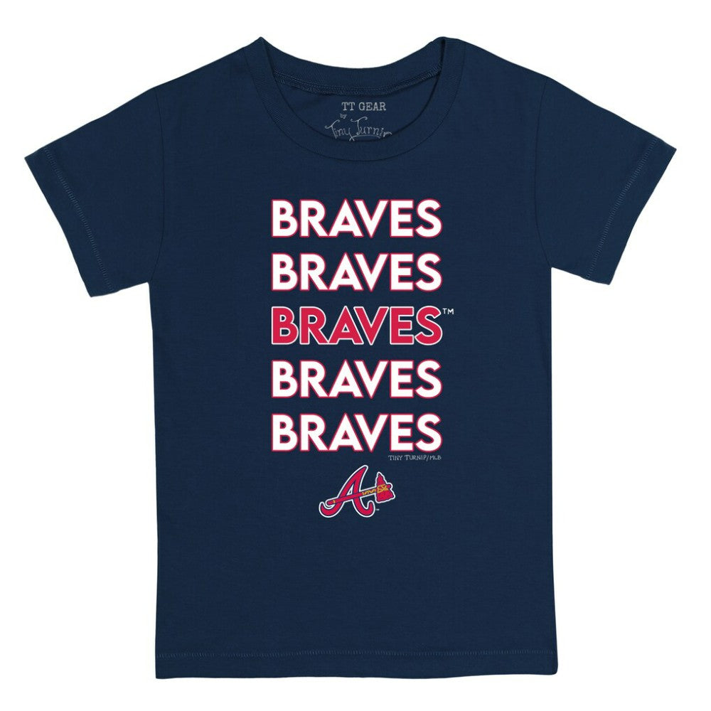 Atlanta Braves Tiny Turnip Youth Stacked T-Shirt Navy