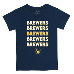 Milwaukee Brewers Tiny Turnip Youth Stacked T-Shirt Navy