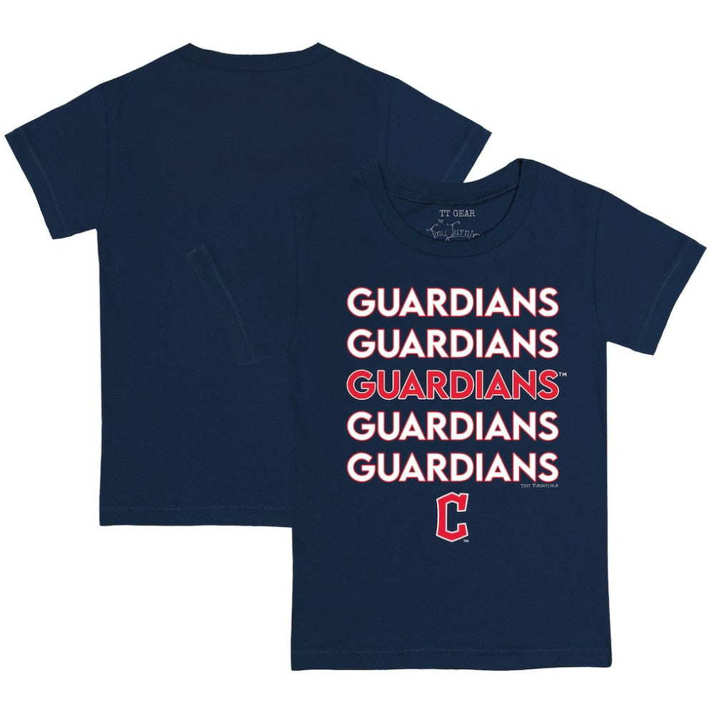 Cleveland Guardians Tiny Turnip Youth Stacked T-Shirt Navy