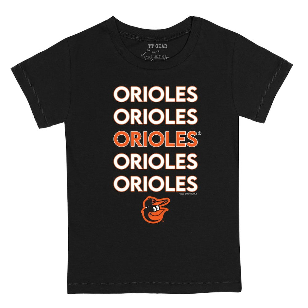 Baltimore Orioles Tiny Turnip Youth Stacked T-Shirt Black