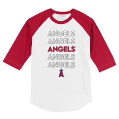 Los Angeles Angels Tiny Turnip Youth Stacked 3/4-Sleeve Raglan T-Shirt White/Red