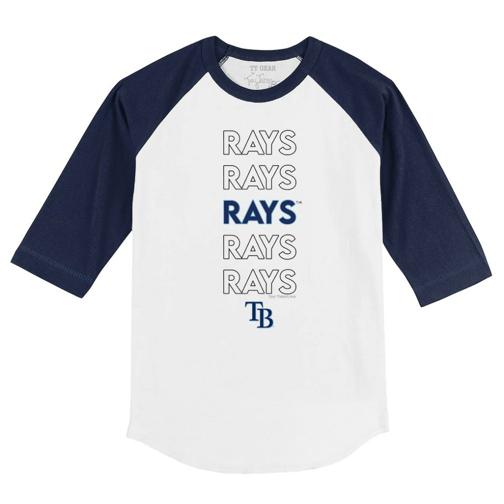 Tampa Bay Rays Tiny Turnip Youth Stacked 3/4-Sleeve Raglan T-Shirt White/Navy