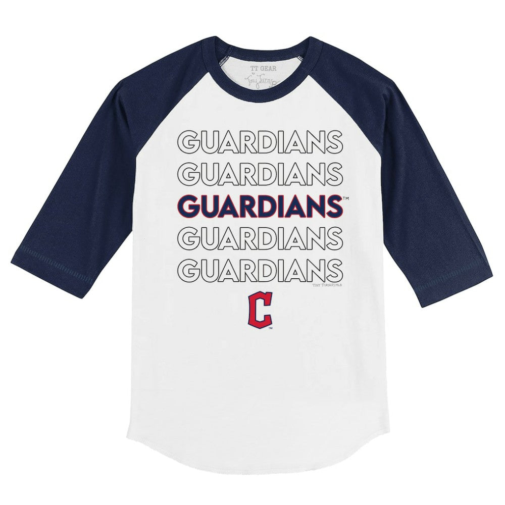 Cleveland Guardians Tiny Turnip Youth Stacked 3/4-Sleeve Raglan T-Shirt White/Navy
