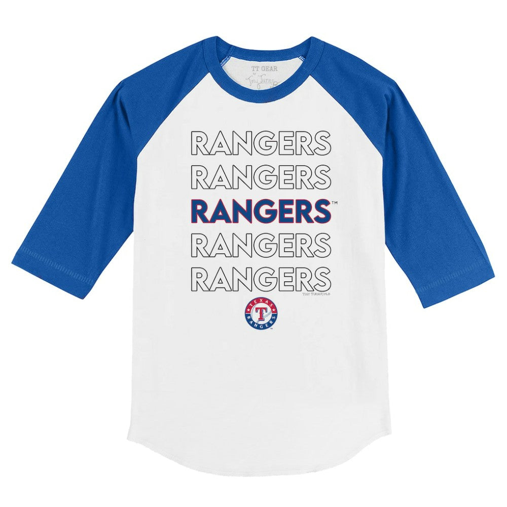 Texas Rangers Tiny Turnip Youth Stacked 3/4-Sleeve Raglan T-Shirt White/Royal