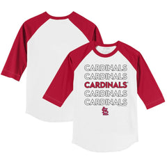 St. Louis Cardinals Tiny Turnip Youth Stacked 3/4-Sleeve Raglan T-Shirt White/Red