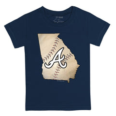 Atlanta Braves Tiny Turnip Youth State Outline T-Shirt Navy