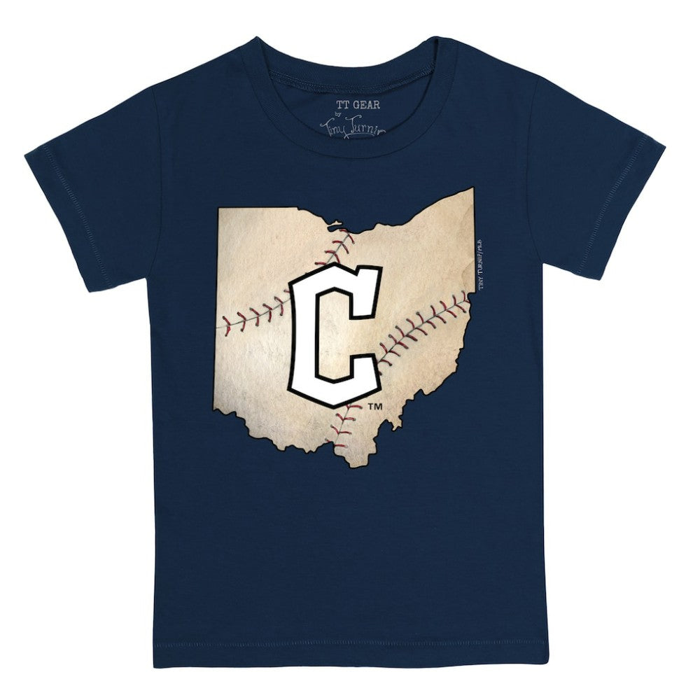 Cleveland Guardians Tiny Turnip Youth State Outline T-Shirt Navy