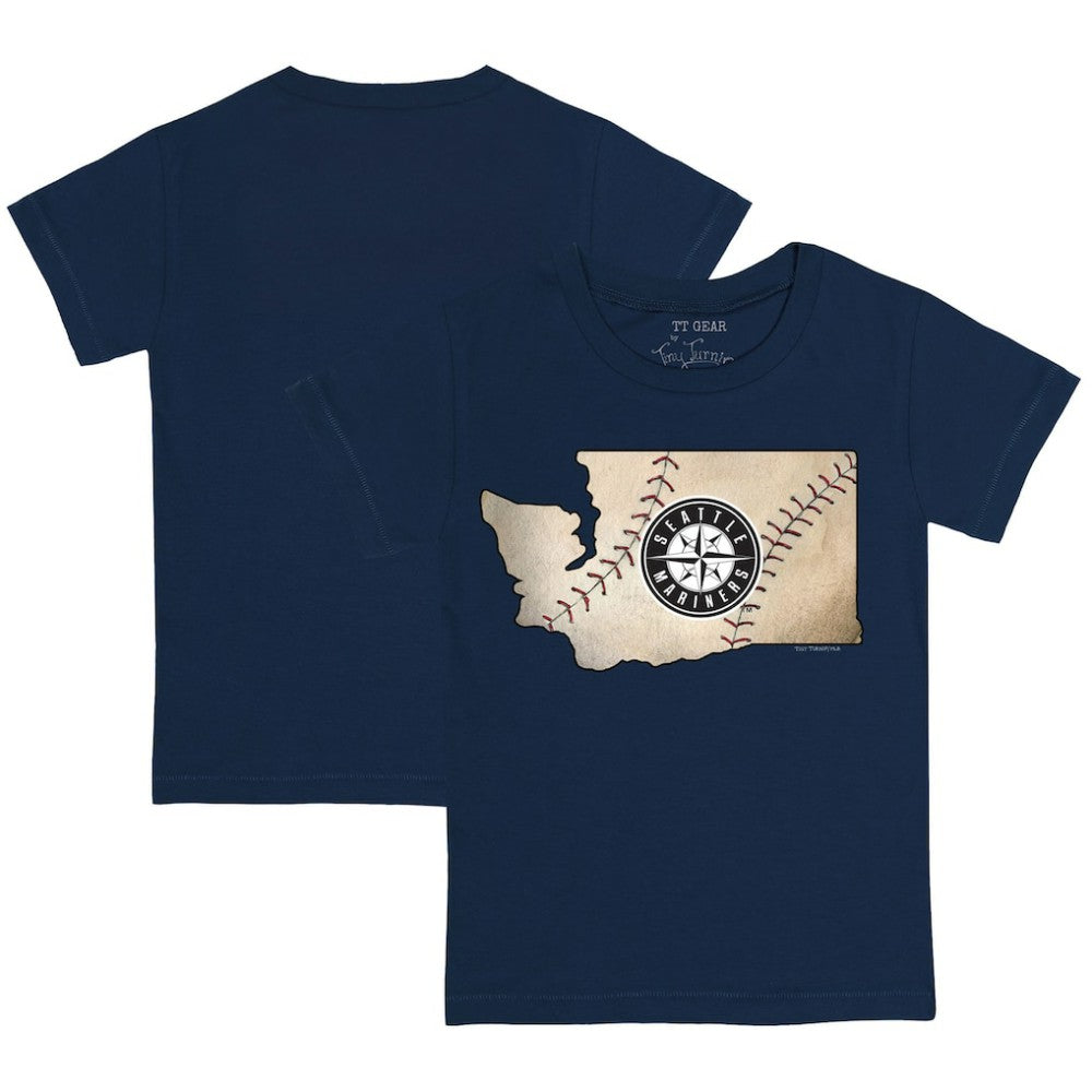Seattle Mariners Tiny Turnip Youth State Outline T-Shirt Navy