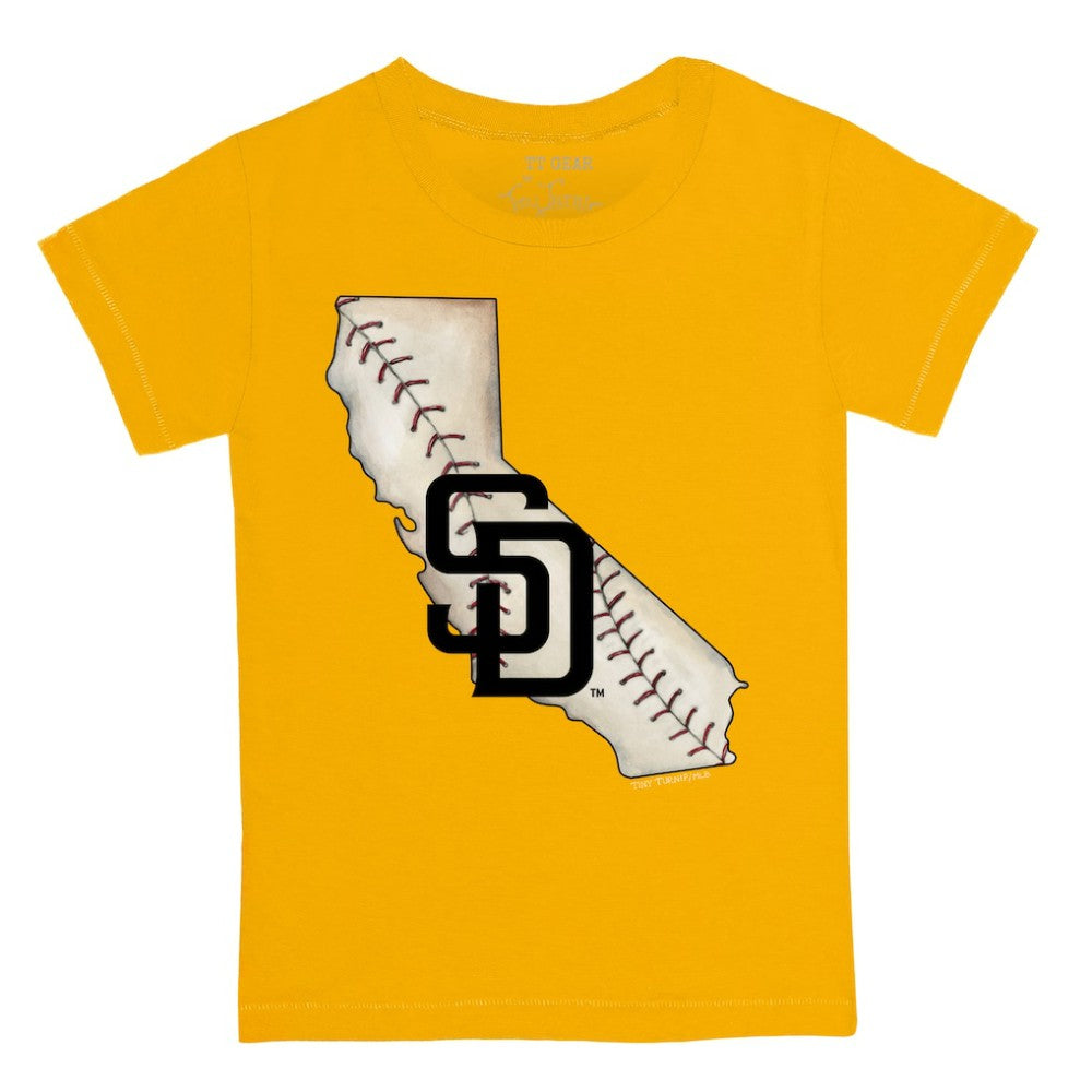San Diego Padres Tiny Turnip Youth State Outline T-Shirt Gold