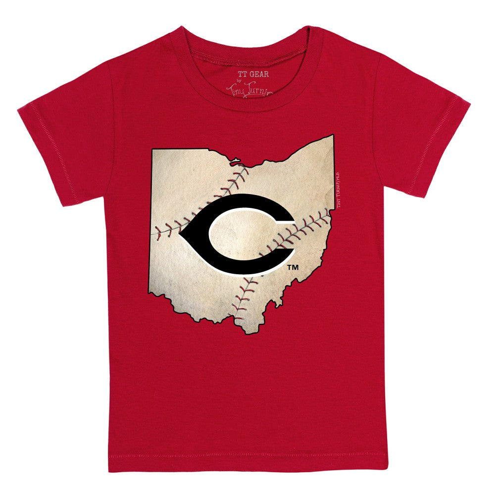 Cincinnati Reds Tiny Turnip Youth State Outline T-Shirt Red