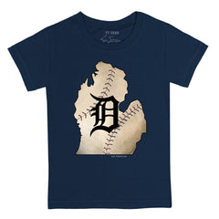 Detroit Tigers Tiny Turnip Youth State Outline T-Shirt Navy