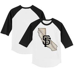 San Francisco Giants Tiny Turnip Youth State Outline 3/4-Sleeve Raglan T-Shirt White/Black