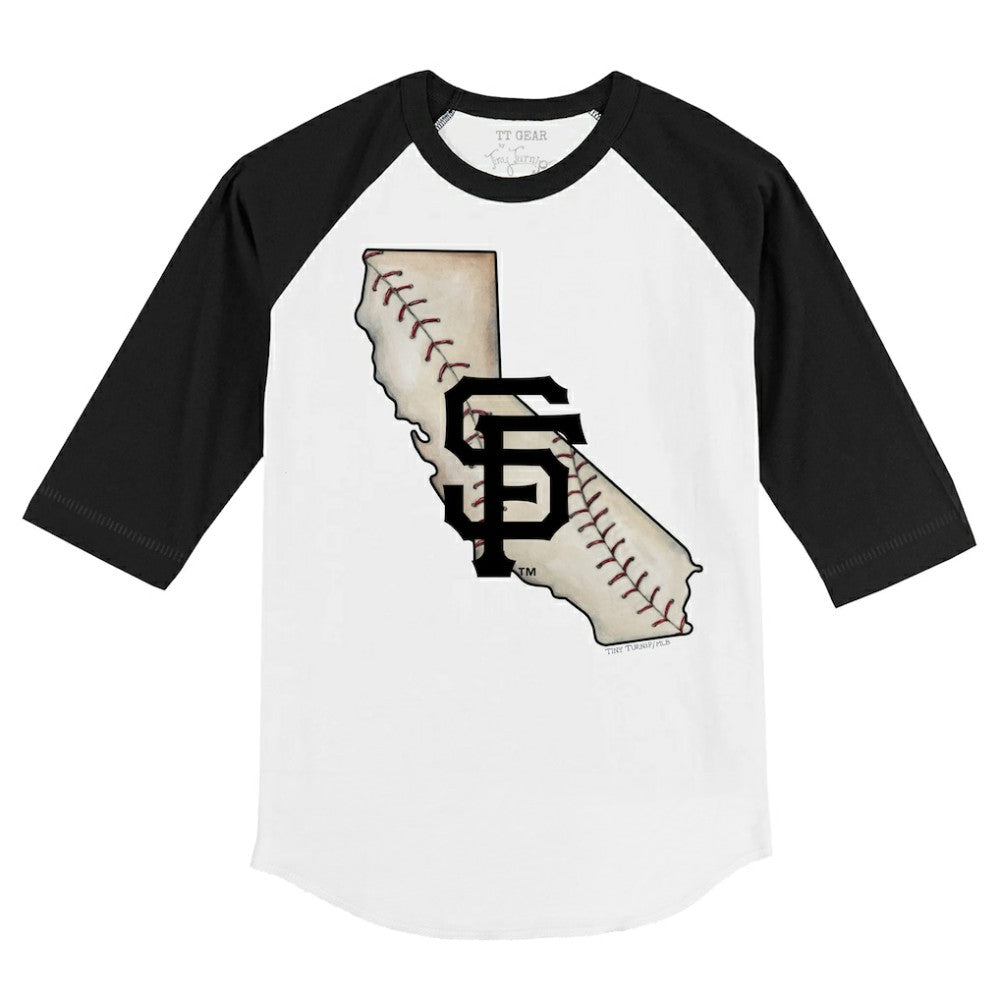 San Francisco Giants Tiny Turnip Youth State Outline 3/4-Sleeve Raglan T-Shirt White/Black