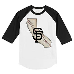 San Francisco Giants Tiny Turnip Youth State Outline 3/4-Sleeve Raglan T-Shirt White/Black