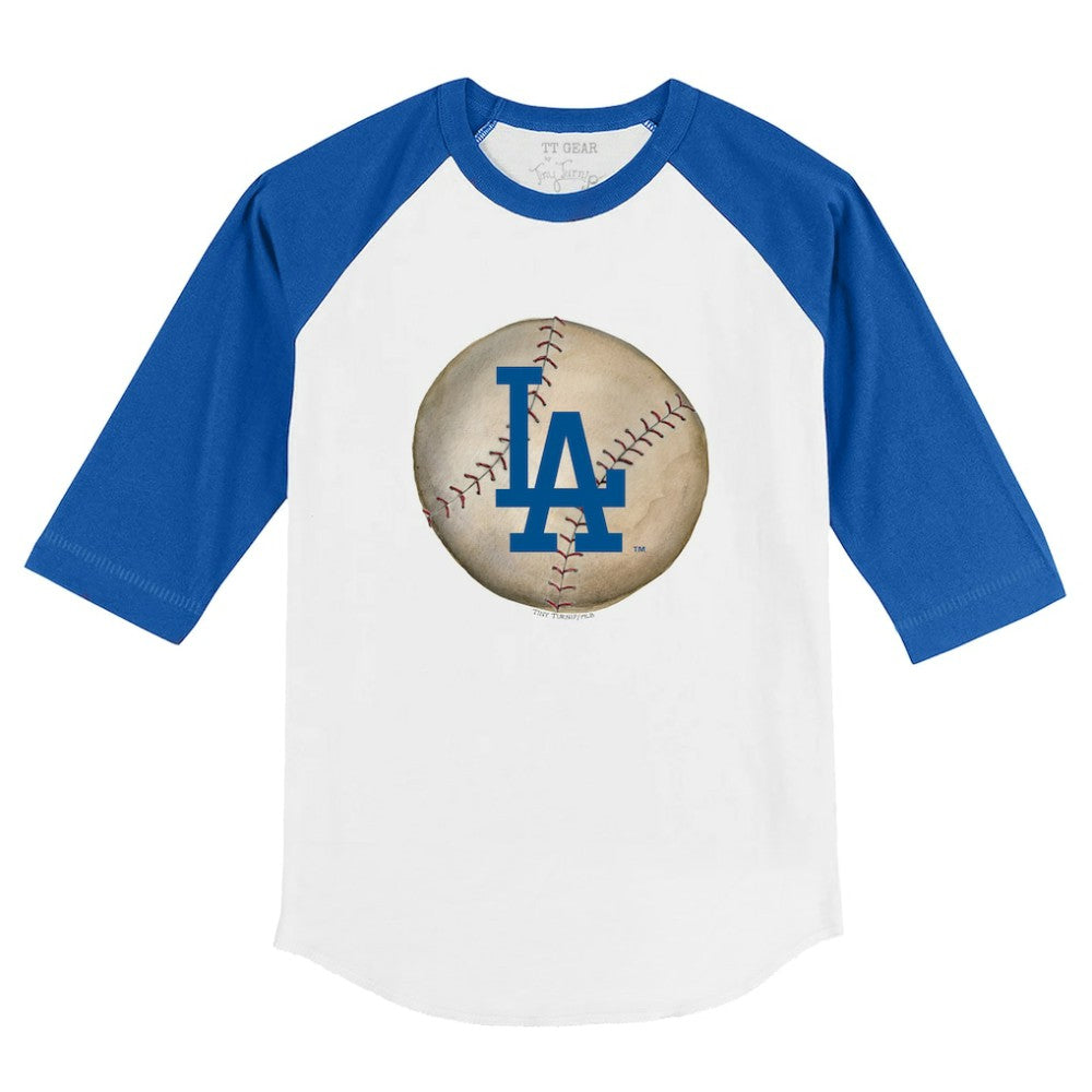 Los Angeles Dodgers Tiny Turnip Youth Stitched Baseball 3/4-Sleeve Raglan T-Shirt White/Royal