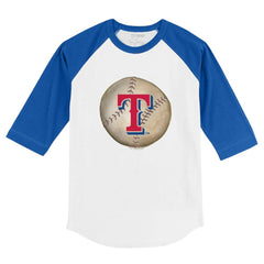 Texas Rangers Tiny Turnip Youth Stitched Baseball 3/4-Sleeve Raglan T-Shirt White/Royal