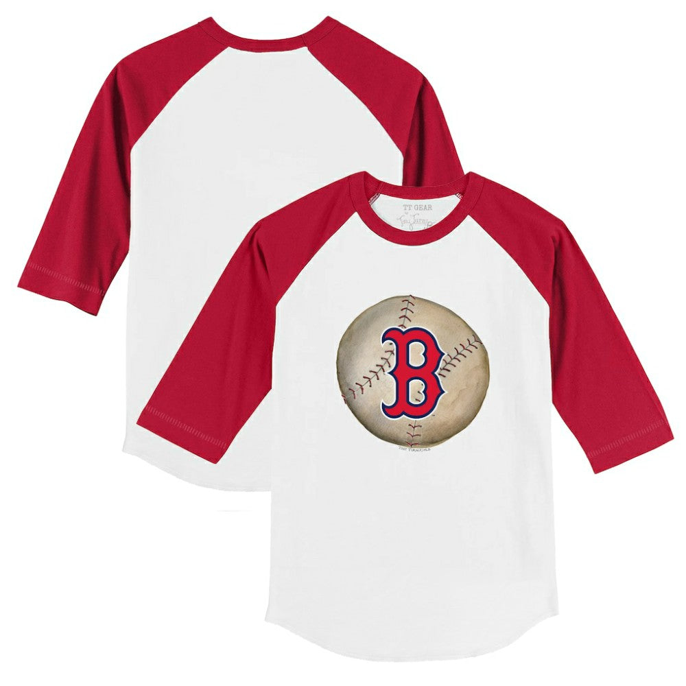 Boston Red Sox Tiny Turnip Youth Stitched Baseball 3/4-Sleeve Raglan T-Shirt White/Red