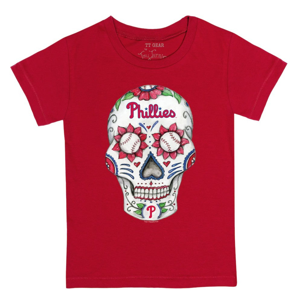 Philadelphia Phillies Tiny Turnip Youth Sugar Skull T-Shirt Red