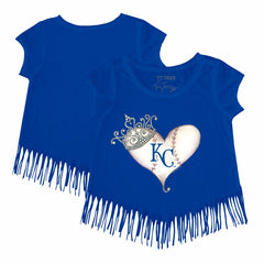 Kansas City Royals Tiny Turnip Girls Youth Tiara Heart Fringe T-Shirt Royal