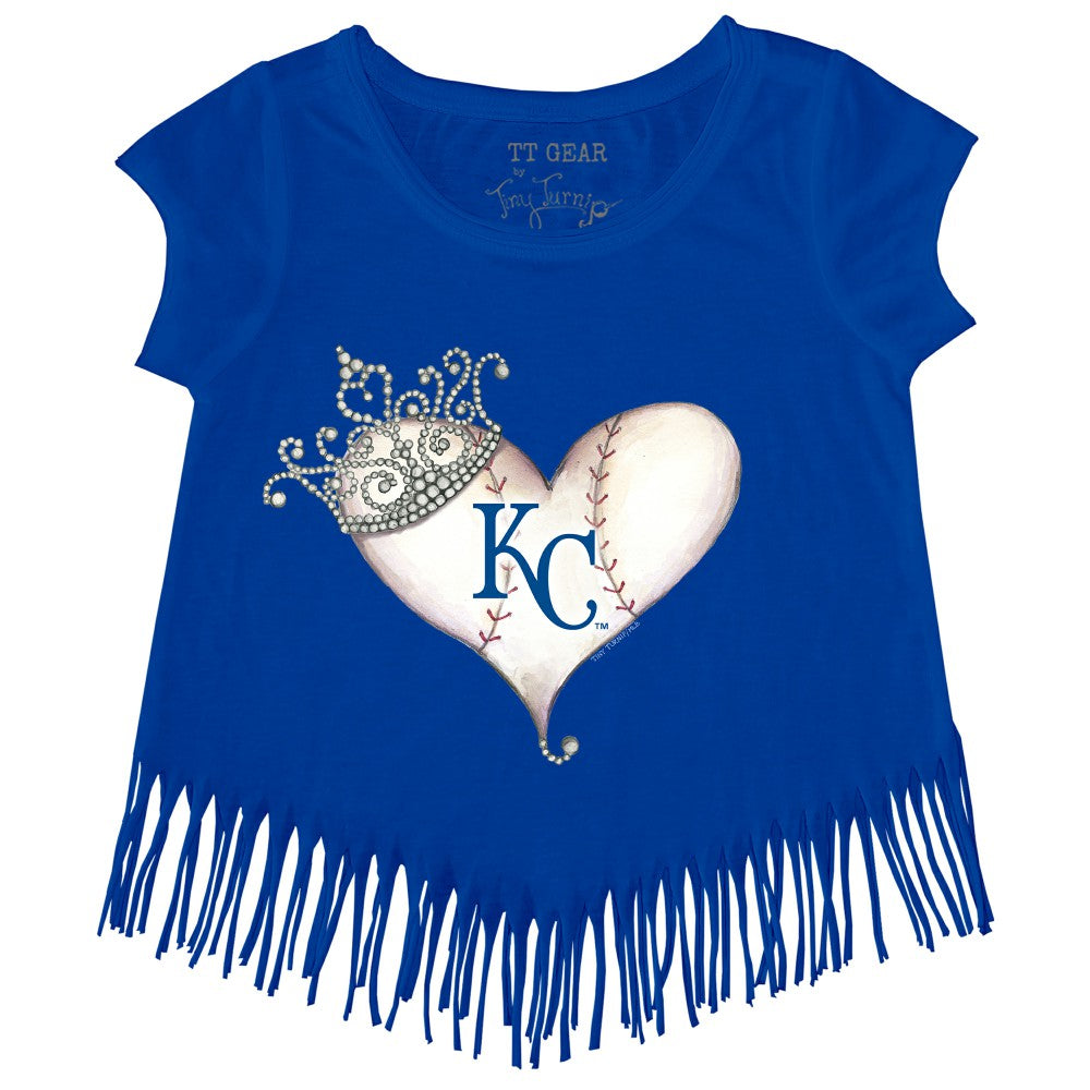 Kansas City Royals Tiny Turnip Girls Youth Tiara Heart Fringe T-Shirt Royal