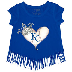 Kansas City Royals Tiny Turnip Girls Youth Tiara Heart Fringe T-Shirt Royal
