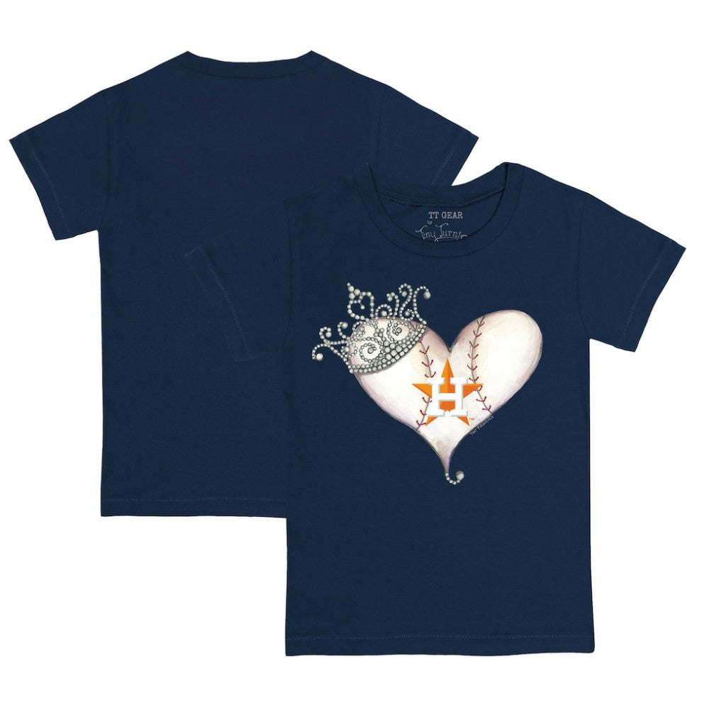 Houston Astros Tiny Turnip Youth Tiara Heart T-Shirt Navy