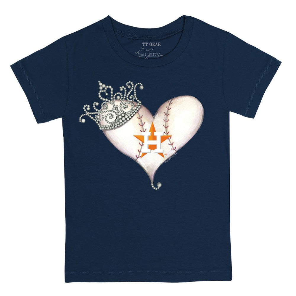 Houston Astros Tiny Turnip Youth Tiara Heart T-Shirt Navy