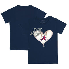 Atlanta Braves Tiny Turnip Youth Tiara Heart T-Shirt Navy