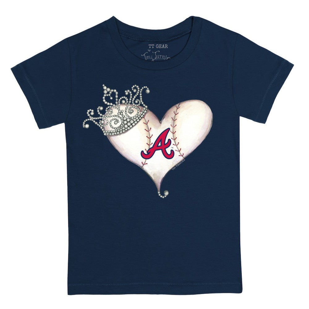 Atlanta Braves Tiny Turnip Youth Tiara Heart T-Shirt Navy