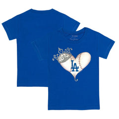 Los Angeles Dodgers Tiny Turnip Youth Tiara Heart T-Shirt Royal