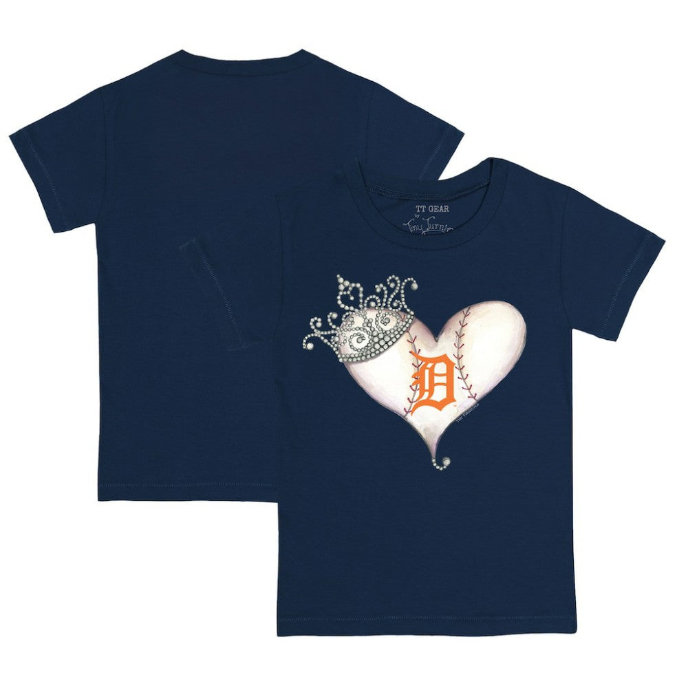 Detroit Tigers Tiny Turnip Youth Tiara Heart T-Shirt Navy