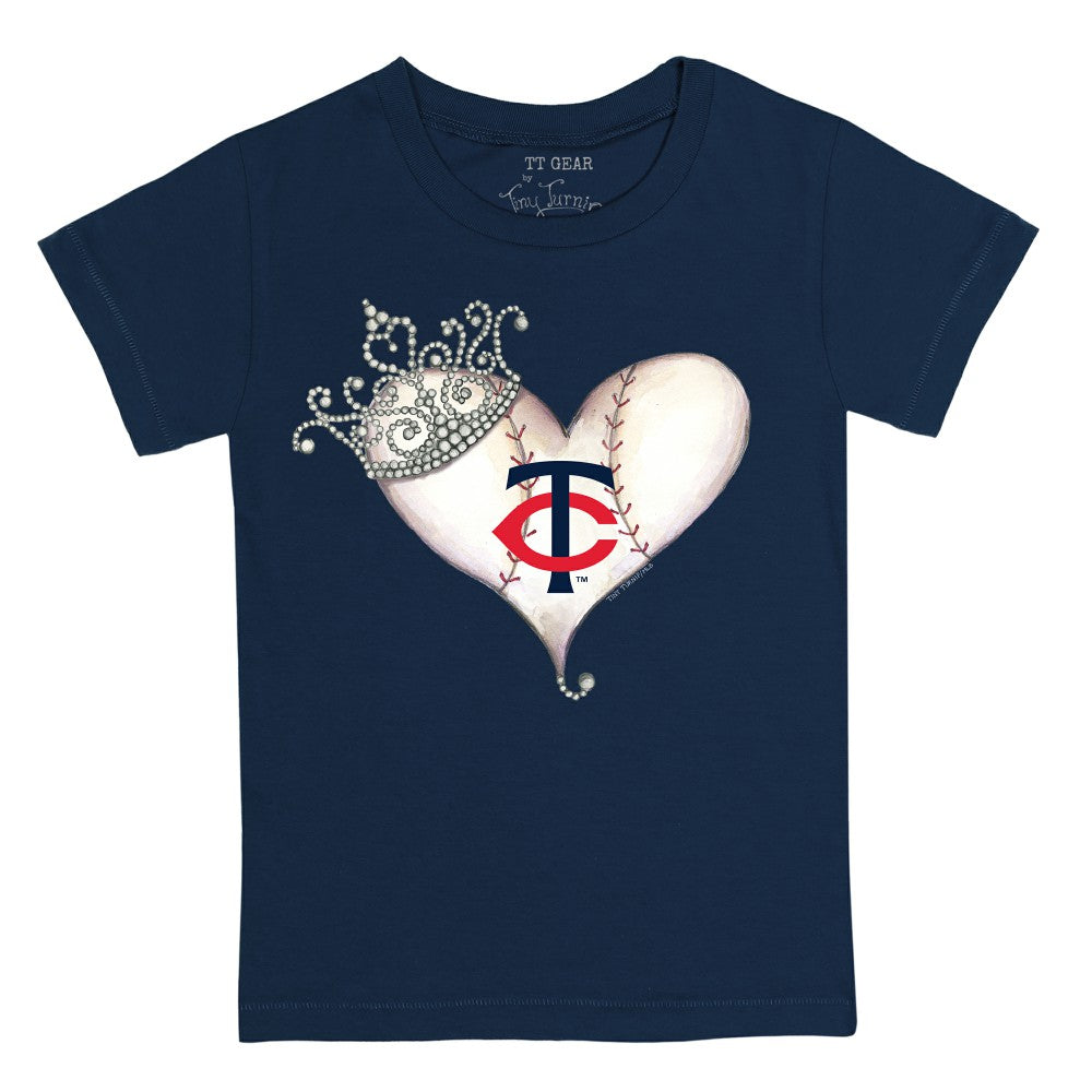 Minnesota Twins Tiny Turnip Youth Tiara Heart T-Shirt Navy