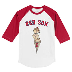Boston Red Sox Tiny Turnip Youth Triple Scoop 3/4-Sleeve Raglan T-Shirt White/Red