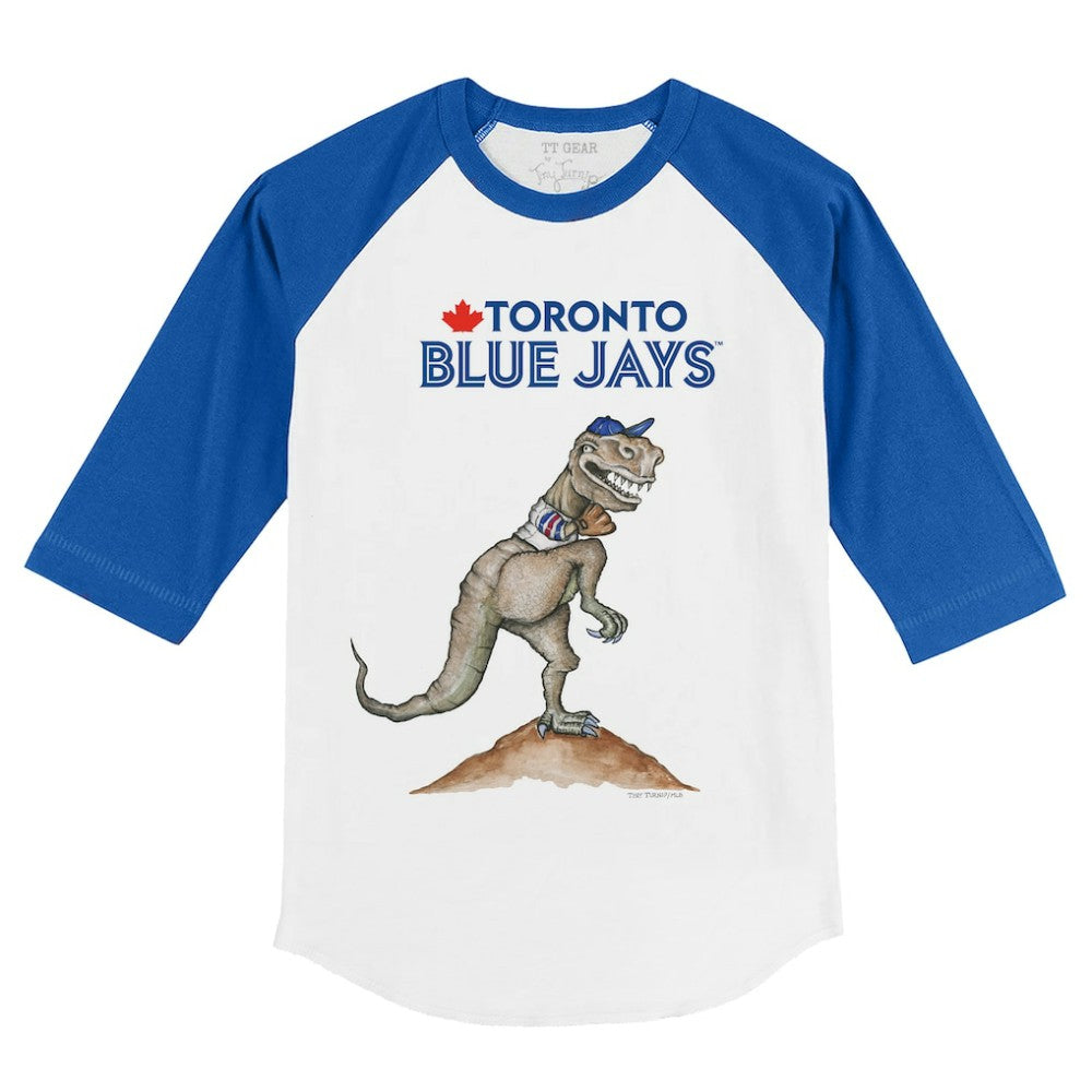 Toronto Blue Jays Tiny Turnip Youth TT Rex 3/4-Sleeve Raglan T-Shirt White/Royal