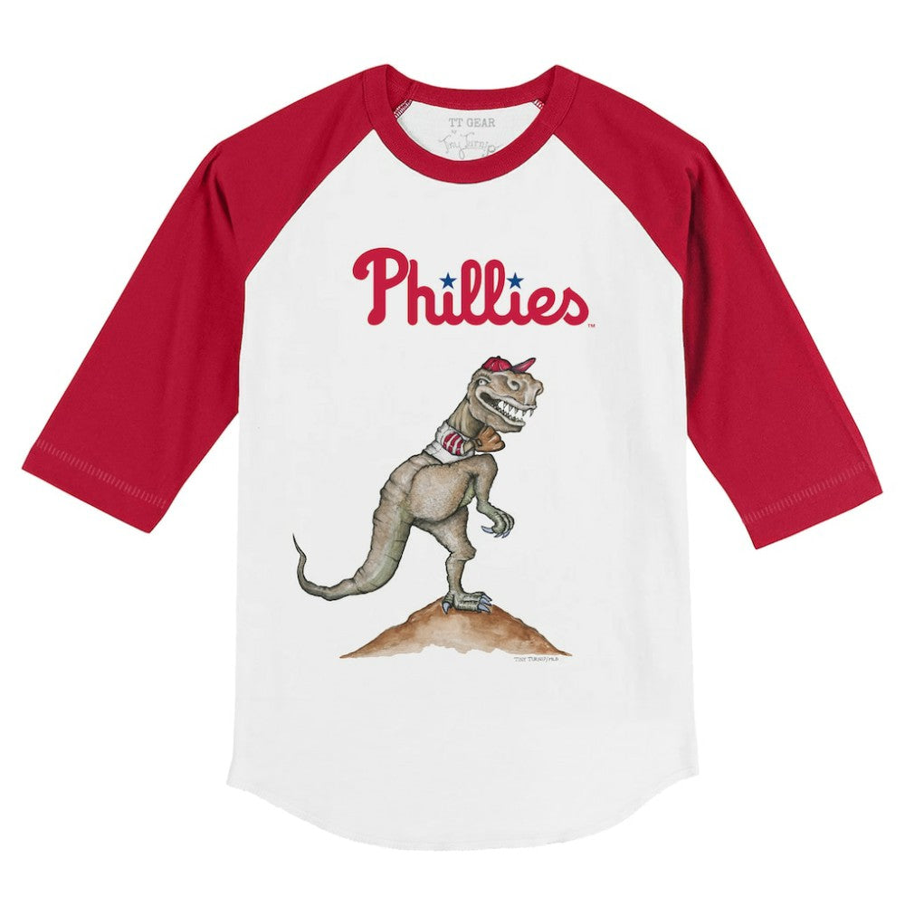 Philadelphia Phillies Tiny Turnip Youth TT Rex 3/4-Sleeve Raglan T-Shirt White/Red
