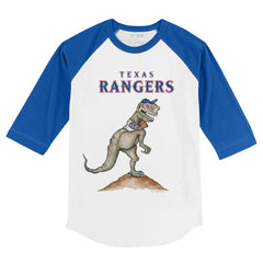 Texas Rangers Tiny Turnip Youth TT Rex 3/4-Sleeve Raglan T-Shirt White/Royal