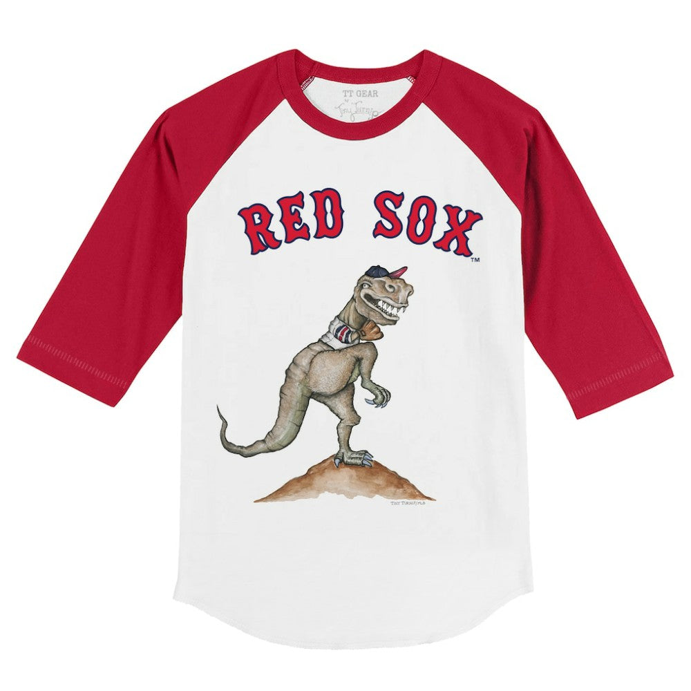 Boston Red Sox Tiny Turnip Youth TT Rex 3/4-Sleeve Raglan T-Shirt White/Red