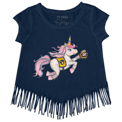 Milwaukee Brewers Tiny Turnip Girls Youth Unicorn Fringe T-Shirt Navy