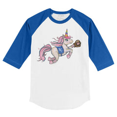 Kansas City Royals Tiny Turnip Youth Unicorn 3/4-Sleeve Raglan T-Shirt White/Royal