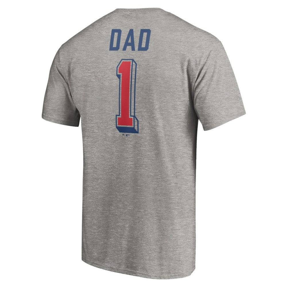 Chicago Cubs Number One Dad T-Shirt Heather Gray