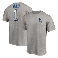 Los Angeles Dodgers Number One Dad T-Shirt Heather Gray