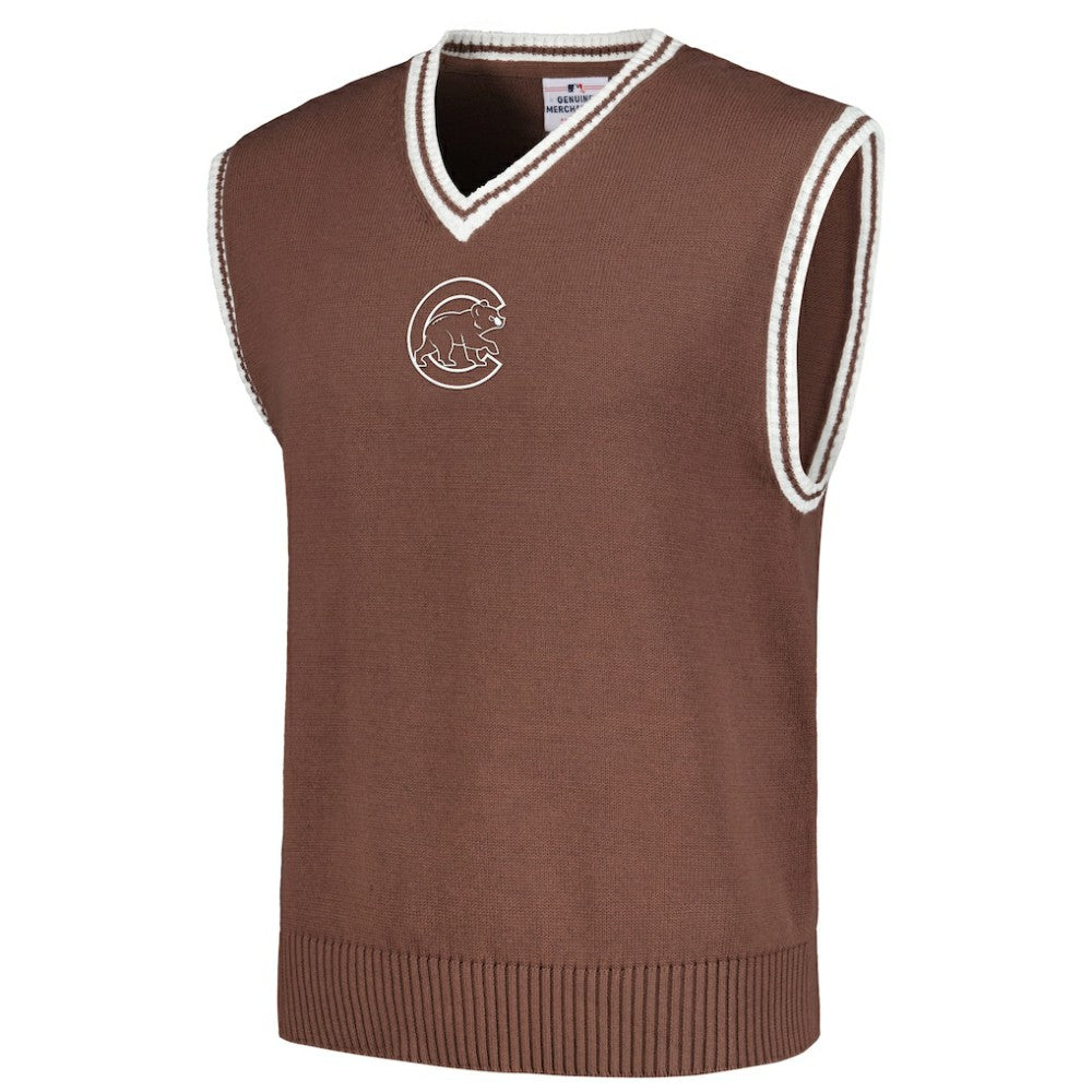 Chicago Cubs PLEASURES Knit V-Neck Pullover Sweater Vest Brown