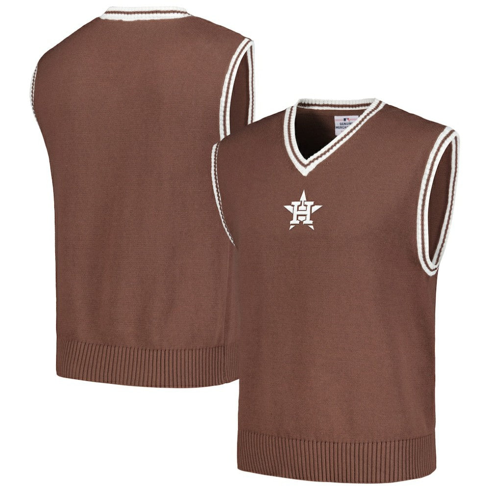 Houston Astros PLEASURES Knit V-Neck Pullover Sweater Vest Brown