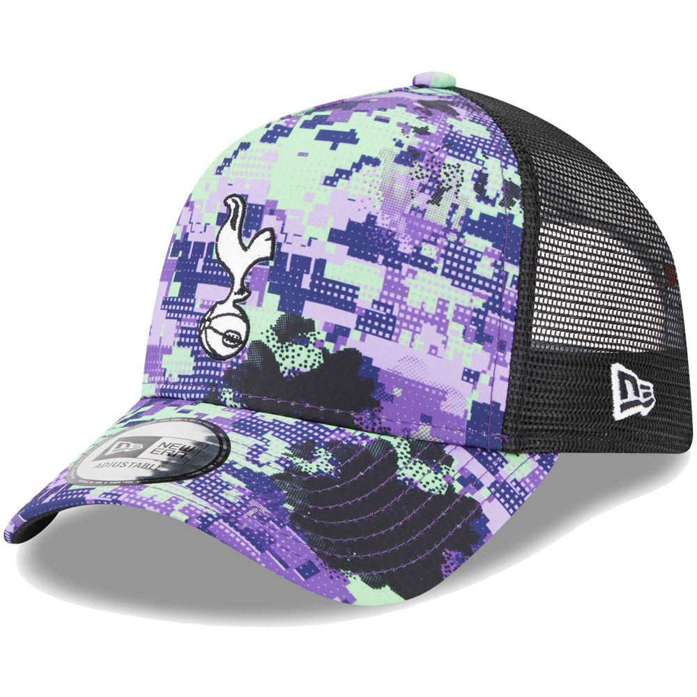 Tottenham Hotspur New Era Black Glitch All Over Print E-Frame Trucker Adjustable Hat shop